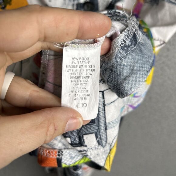 SNOSKINS Button Top Womens Small Colorful Artsy Graffiti Abstract Fun Casual - Picture 7 of 12